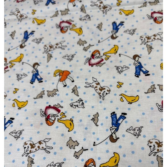 Vintage Cotton Fat Quarter 18x22 Fabric with Playful Childhood Print & Polka Dot - Picture 1 of 4